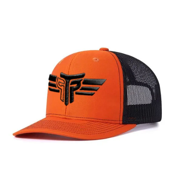 Φωτογραφία προϊόντος: Καπέλο Jockey Trucker 3D Kέντημα Logo Takeposition, χρώμα Πορτοκαλί/ Μαύρο, 6 Panel Unisex Μαύρο 56-58cm