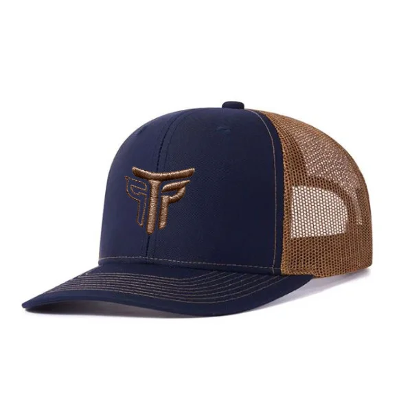 Φωτογραφία προϊόντος: Καπέλο Jockey Trucker Logo Takeposition, χρώμα Μπλε Navy/ Καφέ, 6 Panel Unisex Μαύρο 56-58cm