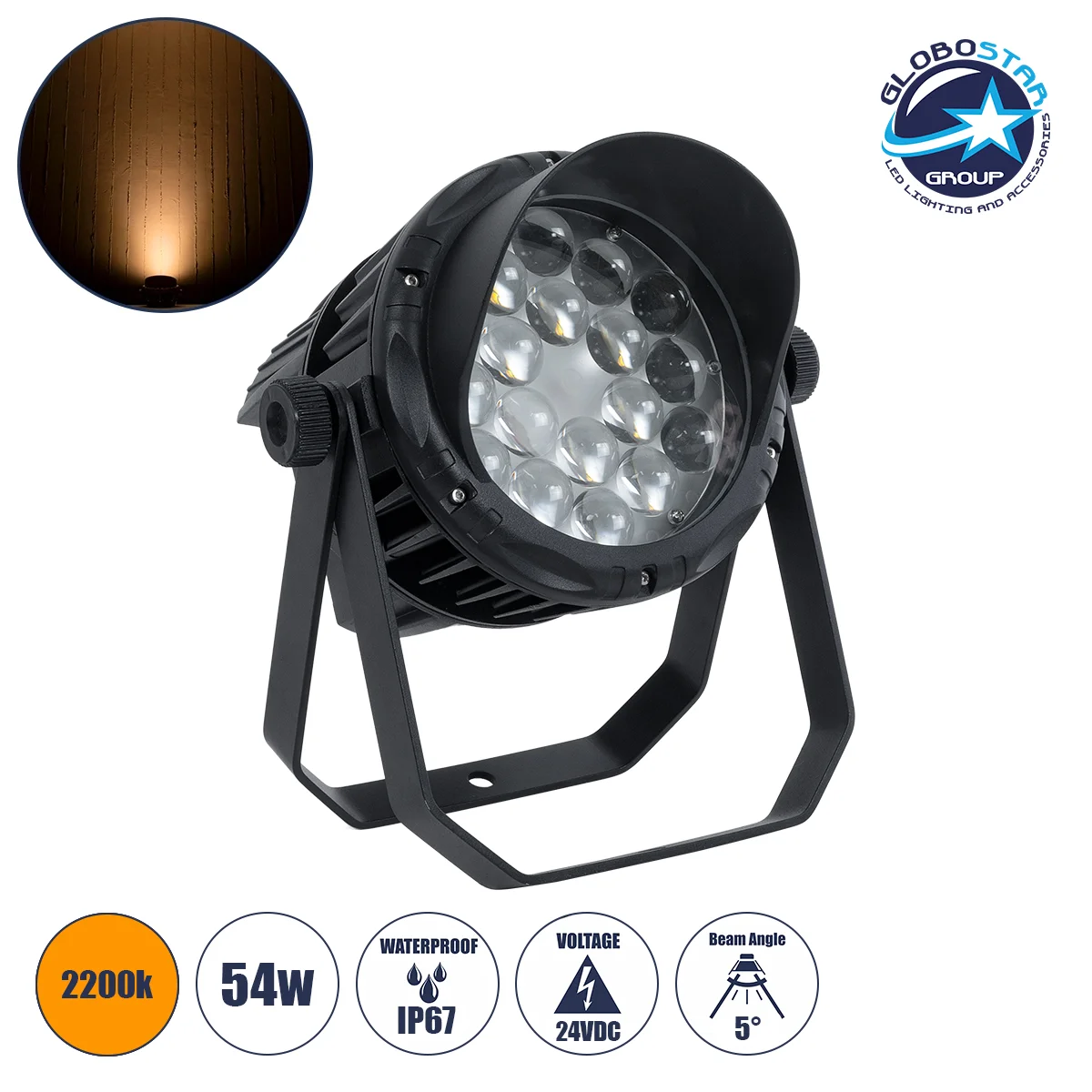 Φωτογραφία προϊόντος: GloboStar® FLOOD-KARA 90819 Προβολέας Wall Washer Σποτ με Αντιθαμβωτική Γρίλια για Φωτισμό Κτιρίων LED 54W 6210lm 5° DC 24V Αδιάβροχο IP67 Μ28 x Π32 x H27cm Αρχιτεκτονικό Πορτοκαλί