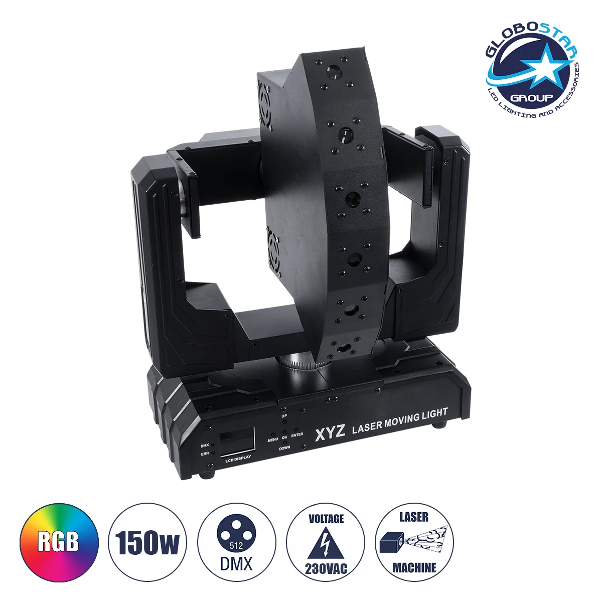 Φωτογραφία προϊόντος: GloboStar® HADES 51199 Επαγγελματική Κινούμενη Ρομποτική Μπάρα Super LASER BEAM Light 150W - 6 x 1W Laser - 300mW RED/638nm - 100mW GREEN/531nm - 600mW BLUE/442nm - AC 220V-240V IP