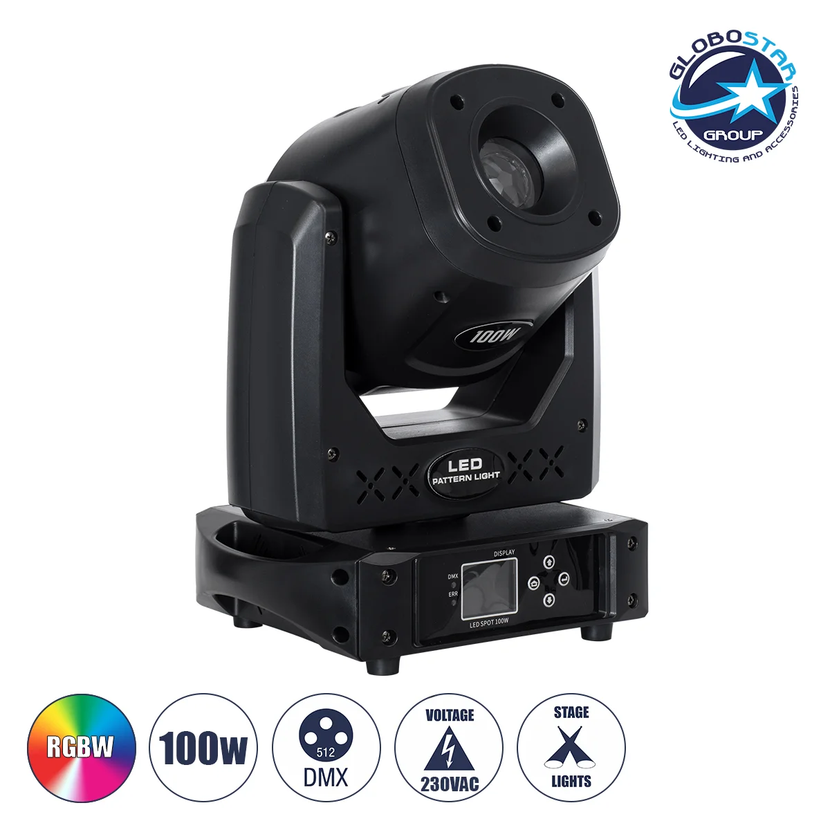 Φωτογραφία προϊόντος: GloboStar® HERACLES 51156 Επαγγελματική Κινούμενη Ρομποτική Κεφαλή PATTERN Light CREE LED 100W AC 220V-240V IP20 RGBW DMX512 - Μ25.5 x Π20 x Υ35cm - 2 Χρόνια Εγγύηση