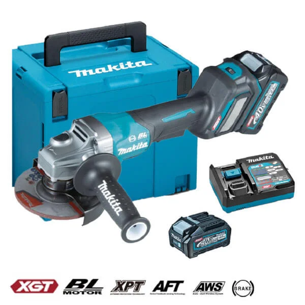 Φωτογραφία προϊόντος: MAKITA GA029GM201 Γωνιακός Τροχός 40V 125mm Ρυθμιζόμενος με 2 Μπαταρίες 4Ah και Φορτιστή