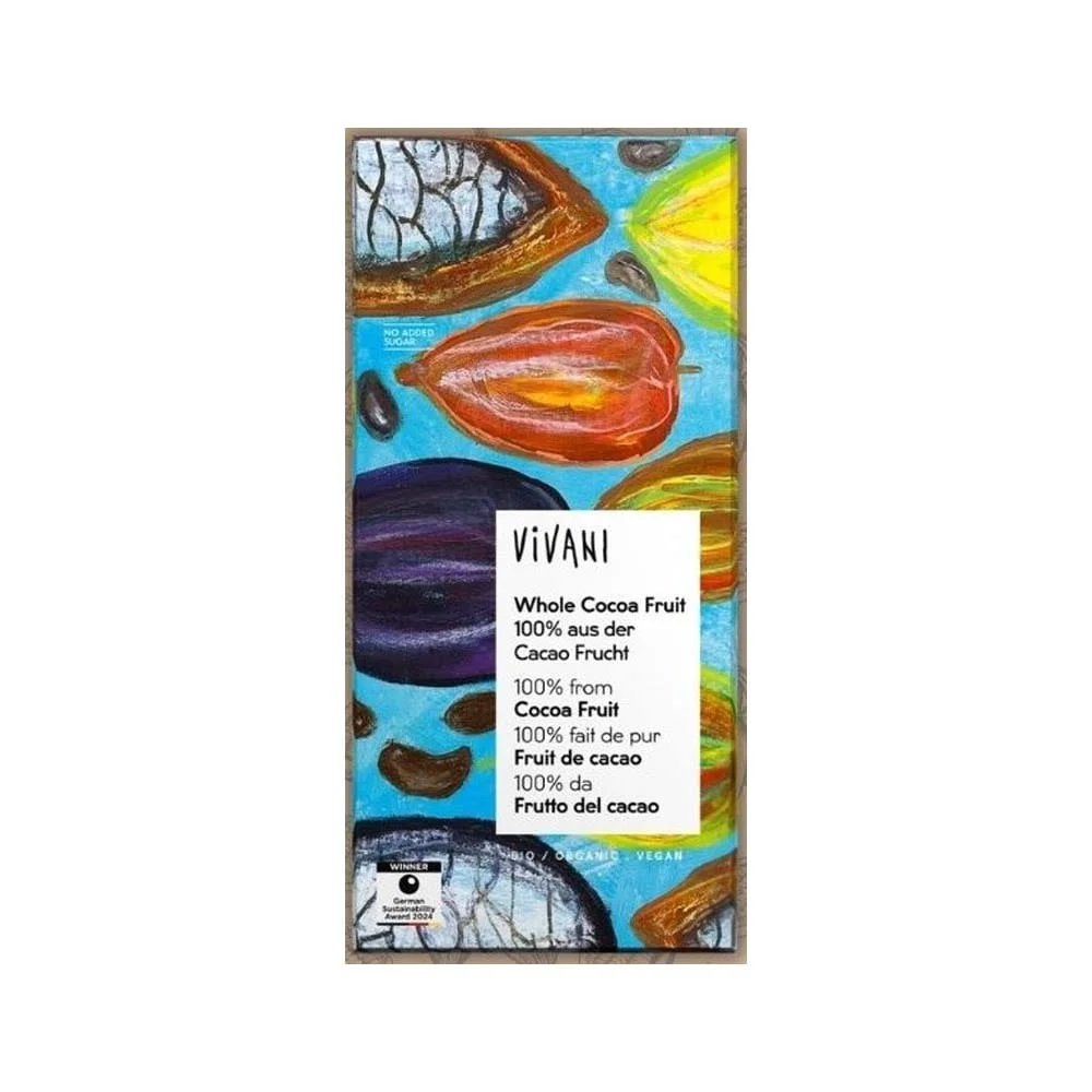 Φωτογραφία προϊόντος: VIVANI Whole Cocoa Fruit Βιολογική Σοκολάτα 100% Κακάο χωρίς Ζάχαρη 80g B0601060 Vegan Βιολογικό προϊόν Χορτοφαγικό Χωρίς προσθήκη ζάχαρης