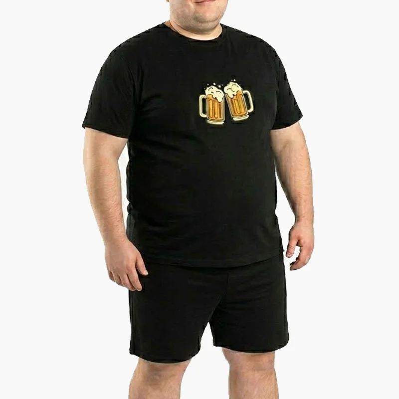Φωτογραφία προϊόντος: AA UNDERWEAR Α.A UNDERWEAR Πιτζάμα Ανδρική Plus Καλοκαιρινή Cotton Μαύρο Beer