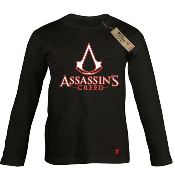 Φωτογραφία προϊόντος: Κέντημα σε Στάμπα Assassin Creed σε Παιδικό Μπλουζάκι Μακρυμάνικο Takeposition – Μαύρο