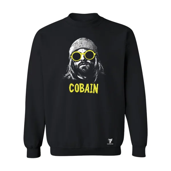 Φωτογραφία προϊόντος: Κεντημένη στάμπα Cobain Nirvana σε Φούτερ Μπλούζα Unisex Takeposition, Μαύρο | 214-332-7524