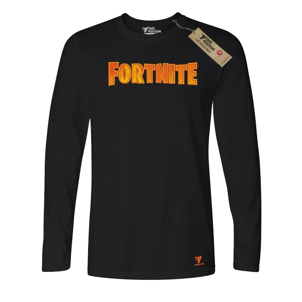 Φωτογραφία προϊόντος: Κέντημα και στάμπα Fortnite σε Ανδρική λεπτή μπλούζα με μακριά μανίκια Takeposition σε Μαύρο