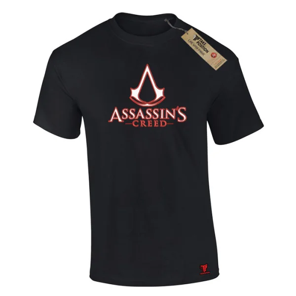 Φωτογραφία προϊόντος: Κέντημα και στάμπα Assassin Creed σε Ανδρικό Μπλουζάκι Βαμβακερό Takeposition σε Μαύρο