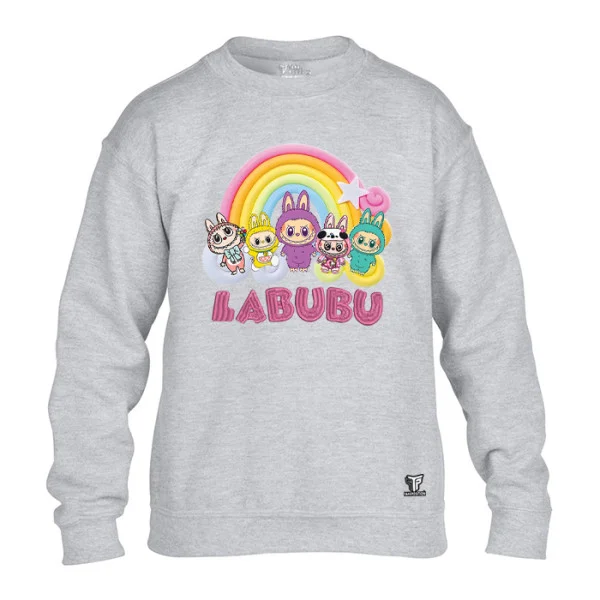 Φωτογραφία προϊόντος: TakePosition Κέντημα και Στάμπα Παιδική μπλούζα φούτερ Labubu σε Γκρι, 810-1441-07