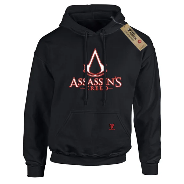 Φωτογραφία προϊόντος: Κέντημα και στάμπα Assassin Creed Logo σε Ανδρική φούτερ με κουκούλα Takeposition σε Μαύρο