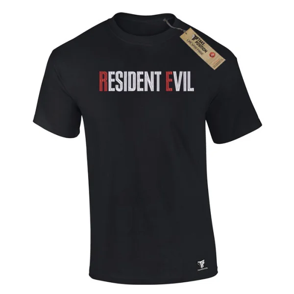 Φωτογραφία προϊόντος: Κέντημα και στάμπα Resident Evil σε Ανδρικό Μπλουζάκι Βαμβακερό Takeposition σε Μαύρο