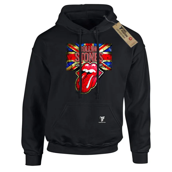 Φωτογραφία προϊόντος: Κεντημένη στάμπα Rolling Stones σε Ανδρικό Φούτερ με Κουκούλα Takeposition, Μαύρο | 214-907-7530