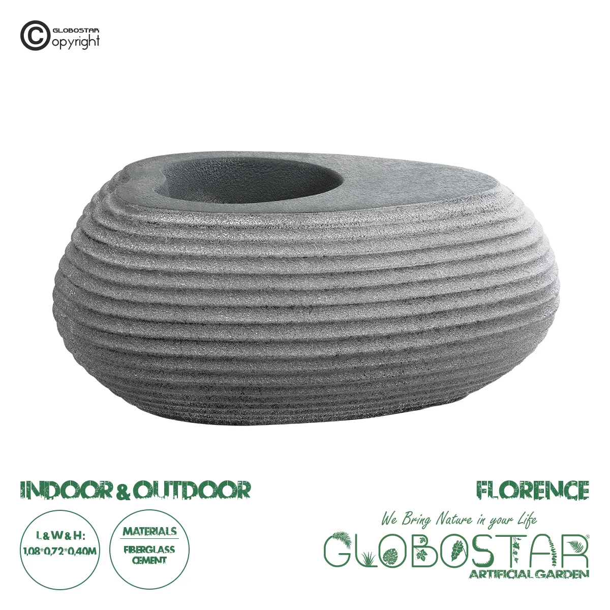Φωτογραφία προϊόντος: GloboStar® Artificial Garden FLORENCE 20750 Επιδαπέδιο Πολυεστερικό Τσιμεντένιο Κασπώ Γλάστρα - Flower Pot Γκρι Μ108 x Π72 x Υ40cm