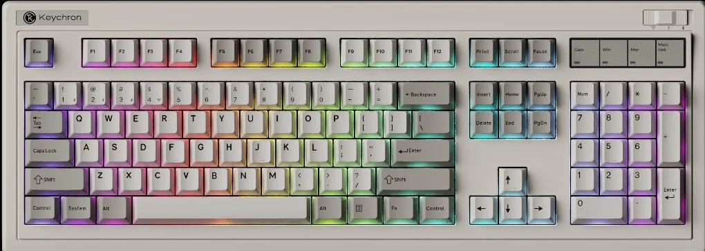 Φωτογραφία προϊόντος: Keychron R6 (R6-M1) QMK Wireless Mechanical Keyboard Red Switch Hot-Swap RGB 100% US Retro