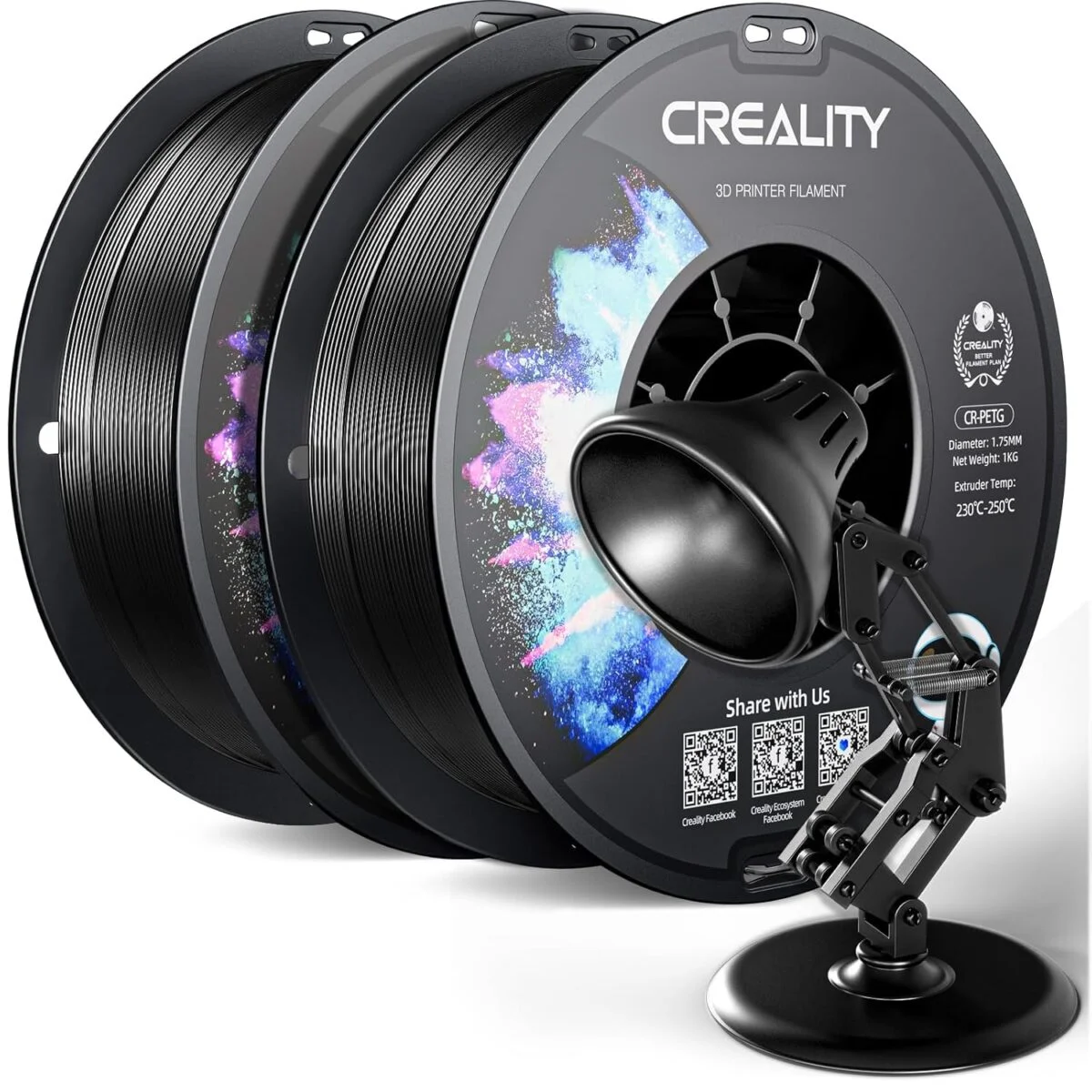 Φωτογραφία προϊόντος: Creality CR-PETG Value Pack 2kg - No Reel - 2x Black 3D Printer Filament Refill