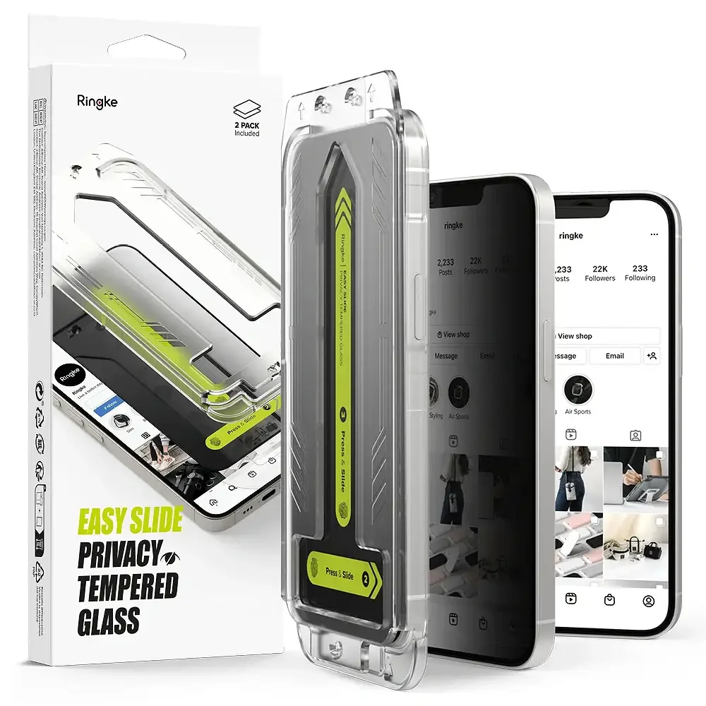 Φωτογραφία προϊόντος: Ringke Easy Slide 2-Pack Tempered Glass iPhone 13 / 13 Pro / 14 / 16e / 17e Privacy