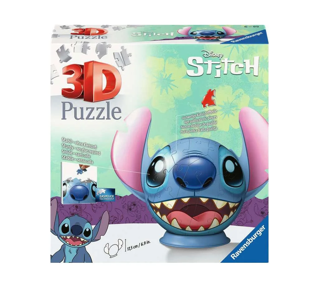 Φωτογραφία προϊόντος: Ravensburger Lilo & Stitch 3D Puzzle Ball with Ears Stitch (77 pieces)