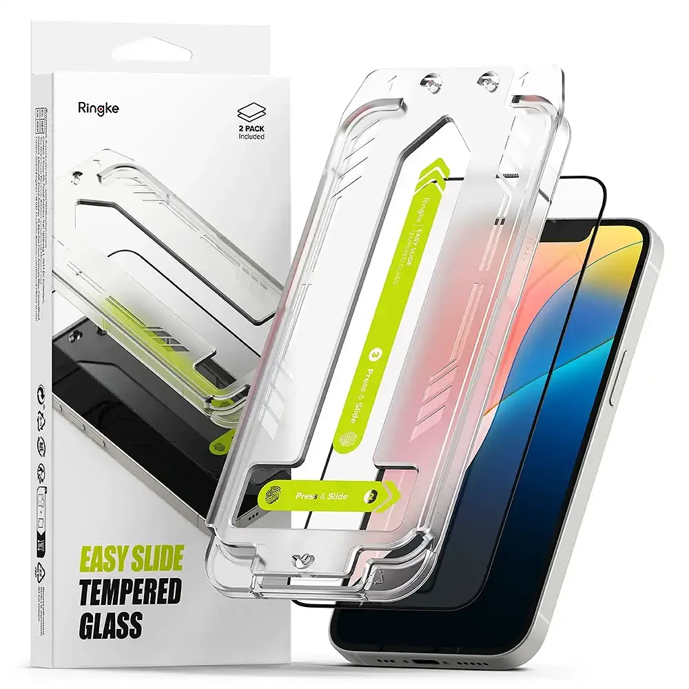 Φωτογραφία προϊόντος: Ringke Easy Slide 2-Pack Tempered Glass iPhone 13 / 13 Pro / 14 / 16e / 17e Clear