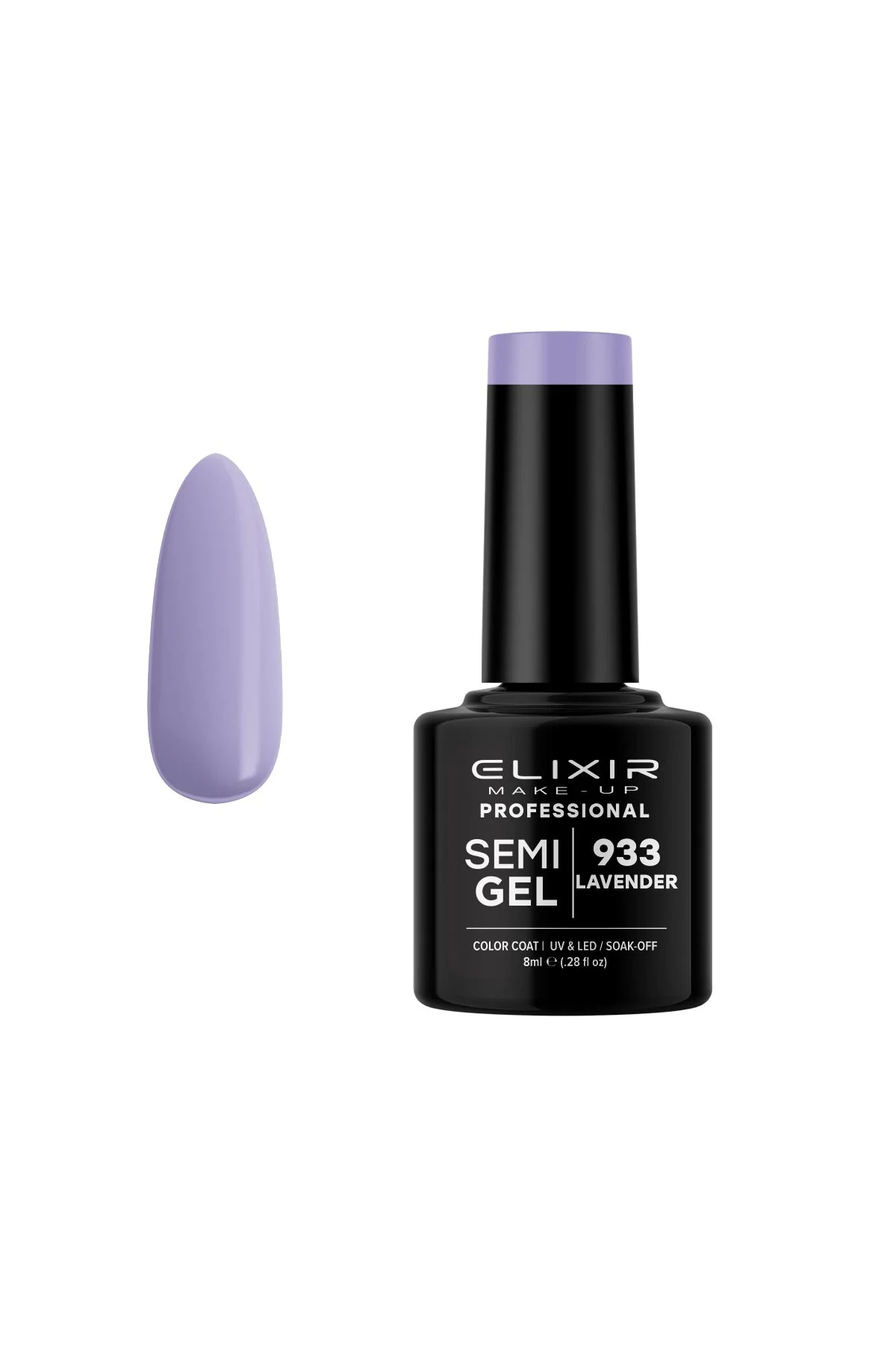 Φωτογραφία προϊόντος: Ημιμόνιμο Βερνίκι Elixir Semi Gel 933 Lavender 8ml