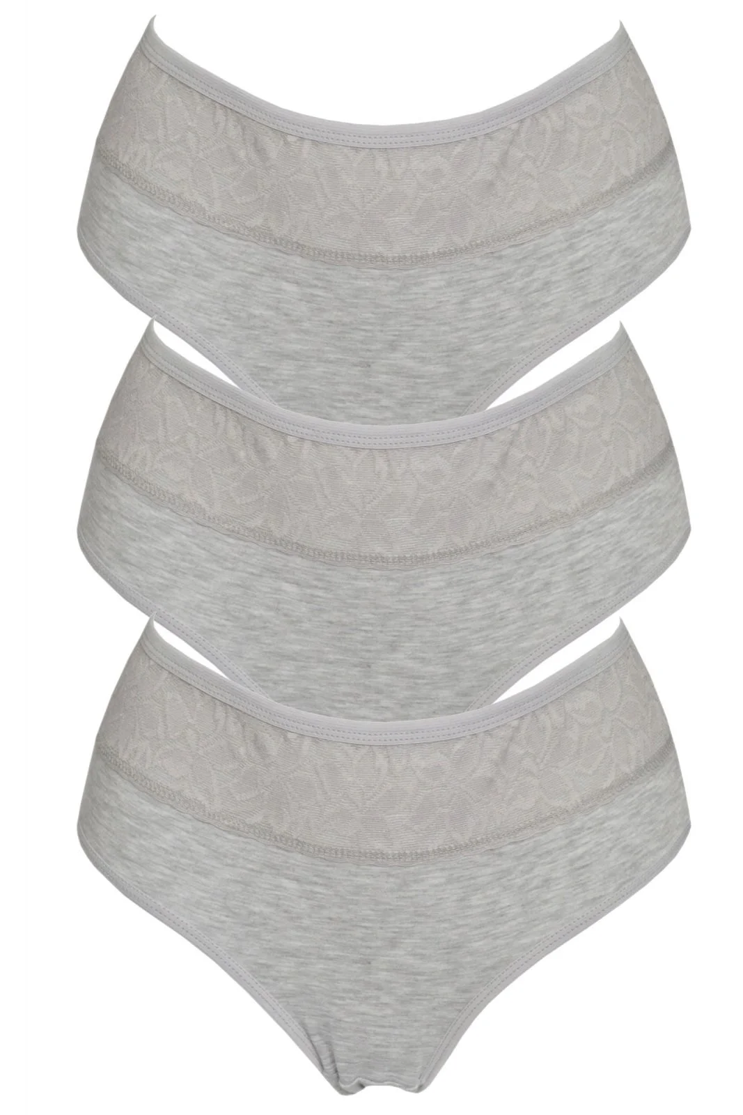 Φωτογραφία προϊόντος: New Lilla Γυναικεια εσωρουχα ψηλομεσα με δαντελα Γκρι 3 τεμαχια