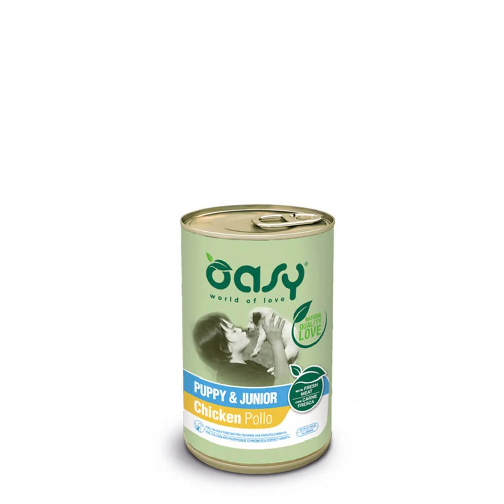 Φωτογραφία προϊόντος: Oasy Puppy + Junior Chicken κονσέρβα 400gr