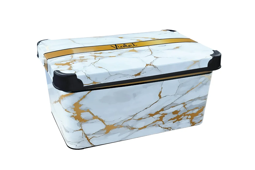 Φωτογραφία προϊόντος: OEM Κουτί αποθήκευσης Decor White Marble 10Lit με καπάκι 35x23x17εκ. πλαστικό