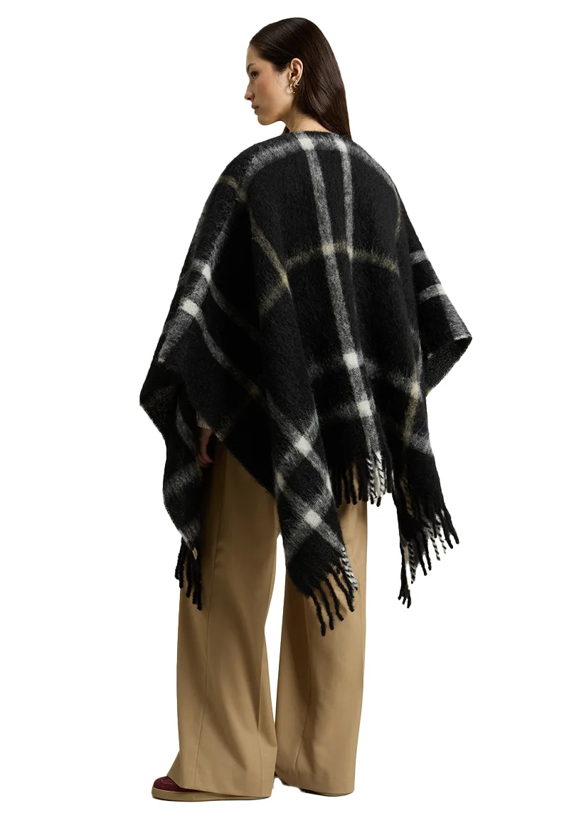 Φωτογραφία προϊόντος: WOOLRICH ΓΥΝΑΙΚΕΙΑ ΚΑΠΑ BRUSHED ALPACA CHECK WOOLRICH ΜΑΥΡΟ