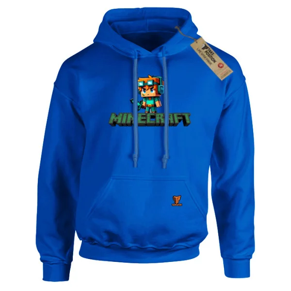 Φωτογραφία προϊόντος: Κέντημα και στάμπα Minecraft Heroe σε Ανδρική φούτερ με κουκούλα Takeposition σε Μαύρο