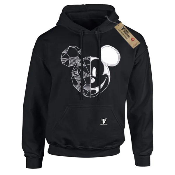 Φωτογραφία προϊόντος: Κέντημα και στάμπα Mickey Sketch 3d Logo σε Ανδρική φούτερ με κουκούλα Takeposition σε Μαύρο