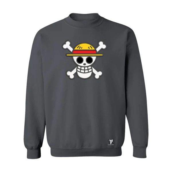Φωτογραφία προϊόντος: Κέντημα και στάμπα One Piece Straw Hat σε Ανδρική φούτερ μπλούζα Takeposition σε Γκρι σκούρο