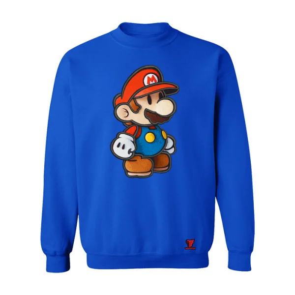 Φωτογραφία προϊόντος: Κέντημα και στάμπα Super Mario 3d σε Ανδρική φούτερ μπλούζα Takeposition σε Μπλε royal