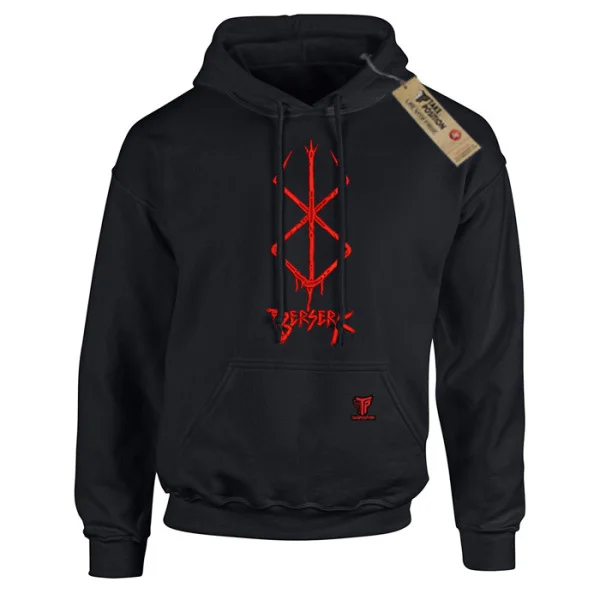 Φωτογραφία προϊόντος: Κέντημα σχέδιο Berserk logo & symbol σε Ανδρική φούτερ με κουκούλα Takeposition σε Μαύρο