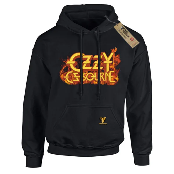 Φωτογραφία προϊόντος: Κεντημένη στάμπα Ozzy Ozbourne σε Ανδρικό Φούτερ με Κουκούλα Takeposition, Μαύρο | 214-907-7532