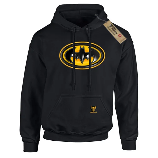 Φωτογραφία προϊόντος: Κέντημα και στάμπα Batman Logo σε Ανδρική φούτερ με κουκούλα Takeposition σε Μαύρο