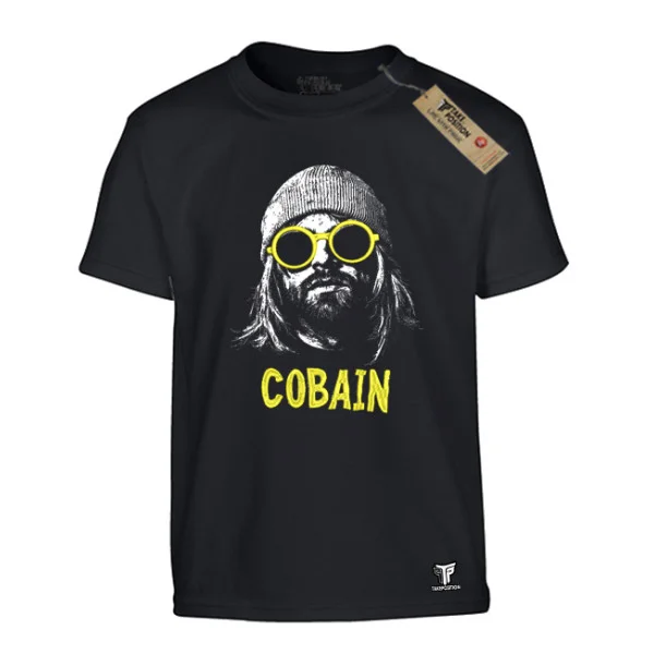 Φωτογραφία προϊόντος: Κεντημένη στάμπα Nirvana Cobain σε Παιδική Μπλούζα Κοντομάνικη Takeposition, Μαύρο | 214-806-7524