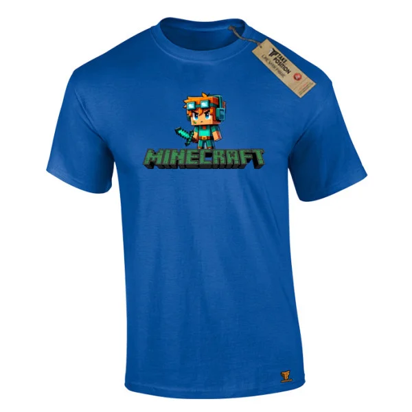 Φωτογραφία προϊόντος: Κέντημα και στάμπα Minecraft Heroe σε Ανδρικό Μπλουζάκι Βαμβακερό Takeposition σε Μπλε Royal