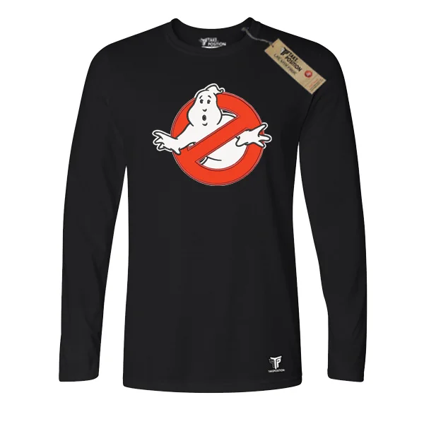 Φωτογραφία προϊόντος: Κέντημα και στάμπα Ghostbusters σε Ανδρική λεπτή μπλούζα με μακριά μανίκια Takeposition σε Μαύρο