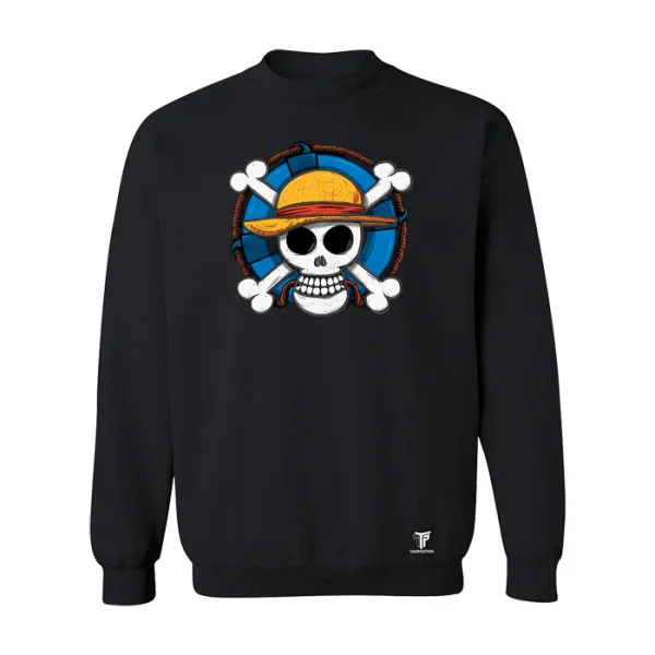 Φωτογραφία προϊόντος: Κέντημα και στάμπα One Piece Straw Hat 3d σε Ανδρική φούτερ μπλούζα Takeposition σε Μαύρο