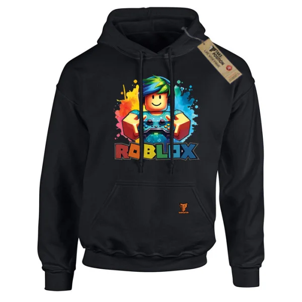 Φωτογραφία προϊόντος: Κέντημα και στάμπα Roblox σε Ανδρική φούτερ με κουκούλα Takeposition σε Μαύρο
