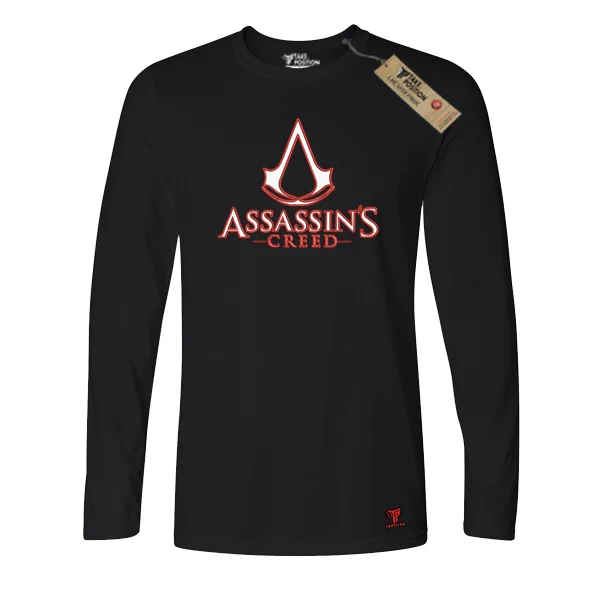 Φωτογραφία προϊόντος: Κέντημα και στάμπα Assassin Creed σε Ανδρική λεπτή μπλούζα με μακριά μανίκια Takeposition σε Μαύρο