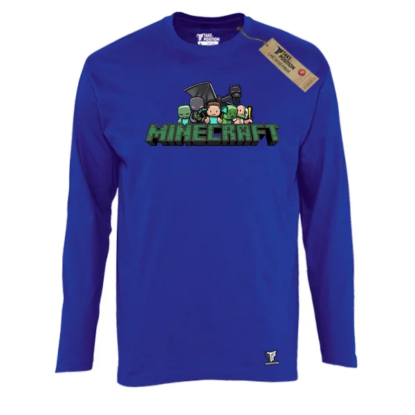 Φωτογραφία προϊόντος: Κέντημα και στάμπα Minecraft σε Ανδρική λεπτή μπλούζα με μακριά μανίκια Takeposition σε Μαύρο
