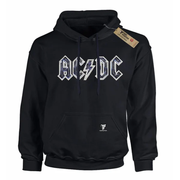Φωτογραφία προϊόντος: Κεντημένη στάμπα Acdc Metal logo σε Παιδικό Φούτερ με Κουκούλα Takeposition, Μαύρο | 214-811-7520
