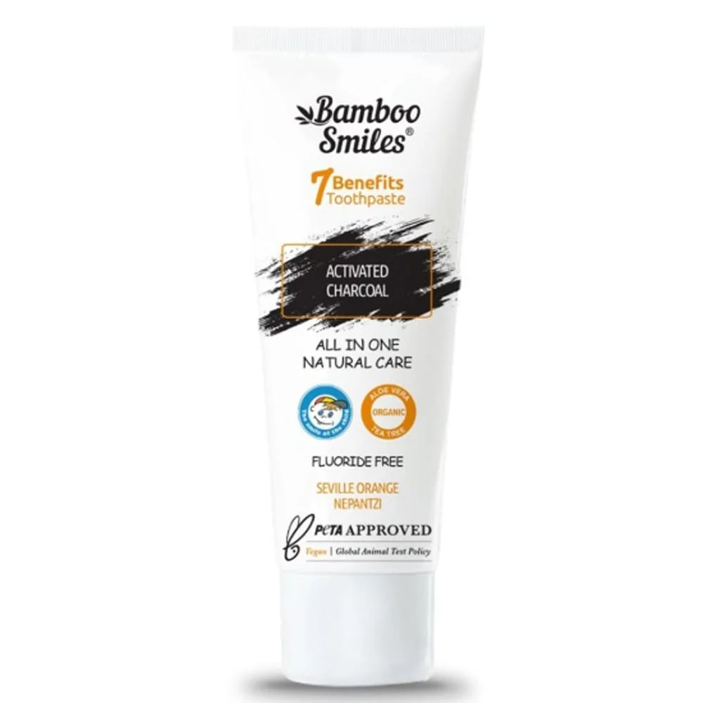 Φωτογραφία προϊόντος: Bamboo Smiles Οδοντόκρεμα με Ενεργό Άνθρακα & Νεράτζι Χωρίς Γλουτένη, Χωρίς φθόριο 75 mL - BS29 Ελλάδα Βιολογικό προϊόν Χωρίς Parabens Χωρίς Θειικά άλατα (SLS)