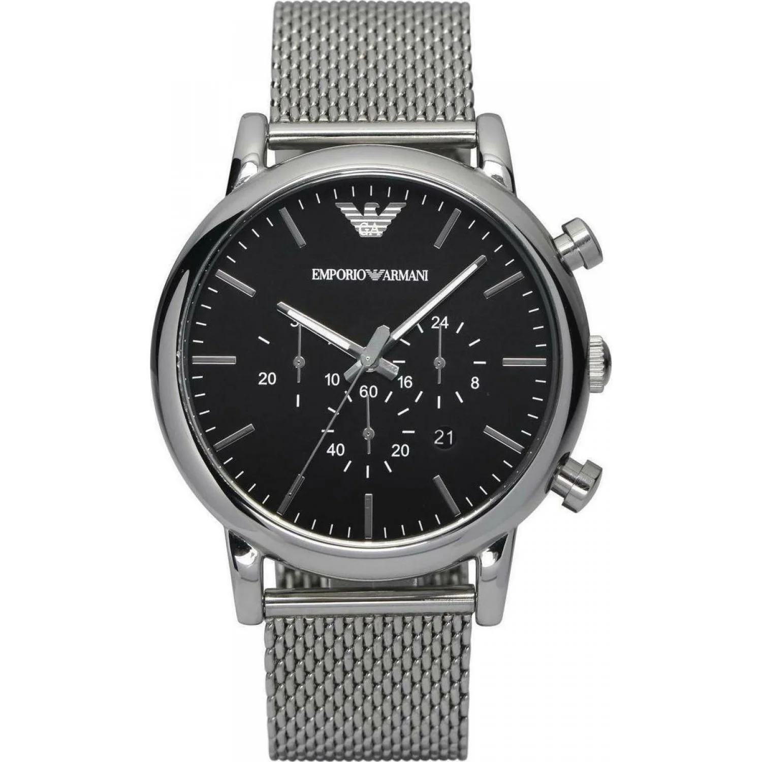 Φωτογραφία προϊόντος: Emporio Armani Ανδρικό Ρολόι Χρονογράφος Με Ασημί Μεταλλικό Μπρασελέ