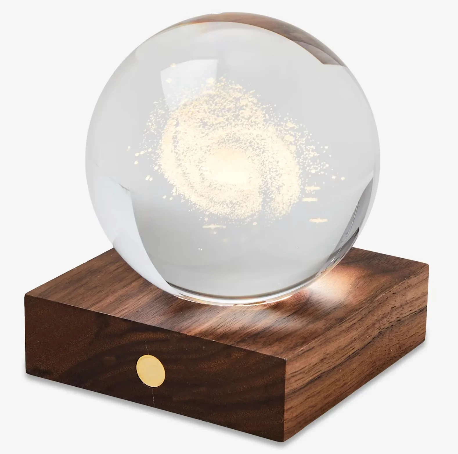Φωτογραφία προϊόντος: Gingko Design Φωτιστικό Gingo 3D Γαλαξίας Από Κρύσταλλο σε Ξύλινη Βάση Amber Crystal Light Galaxy