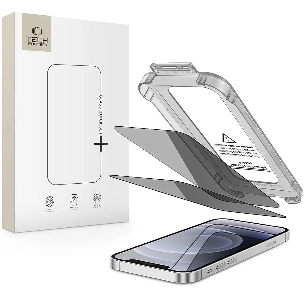 Φωτογραφία προϊόντος: Tech-Protect Quick Set Spy+ 2-Pack Privacy Tempered Glass For iPhone 12 / 12 Pro