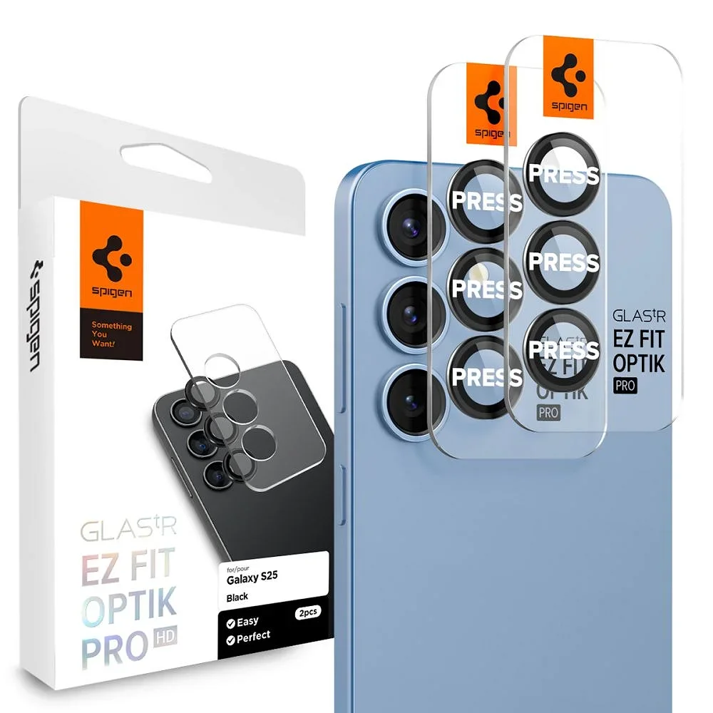 Φωτογραφία προϊόντος: Spigen Optik Pro Glas.tR "Ez Fit" Προστασία Κάμερας Camera Protector 2-Pack Galaxy S25 Black