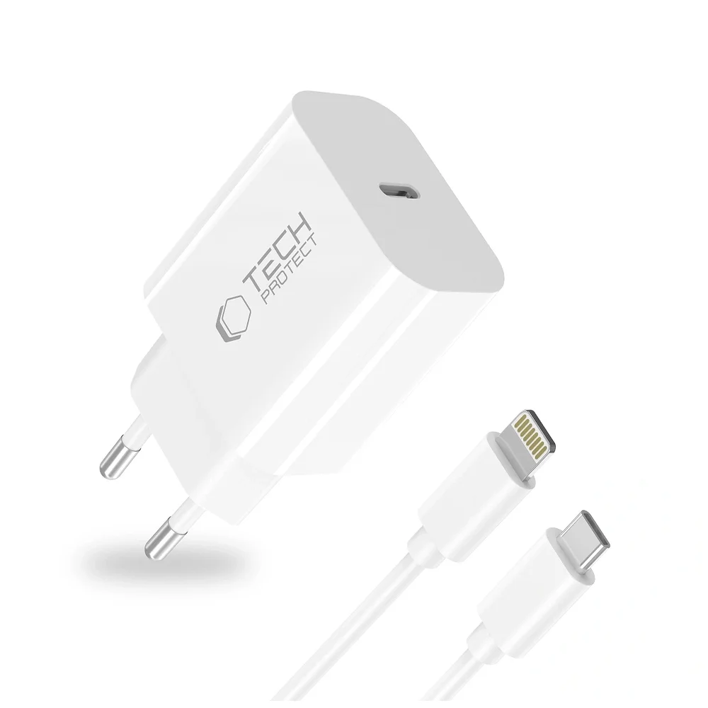 Φωτογραφία προϊόντος: Tech-Protect Φορτιστής NC20W PD20W με Καλώδιο Type-C σε Lightning White