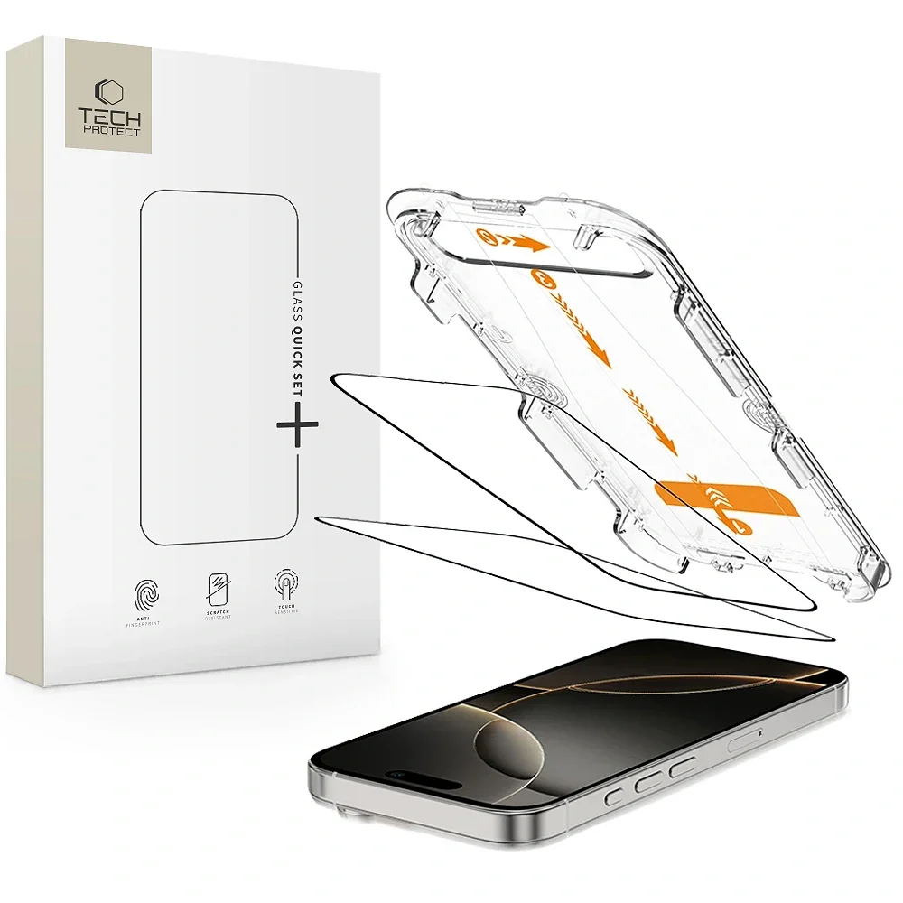 Φωτογραφία προϊόντος: Tech-Protect Quick Set+ Tempered Glass 2-Pack iPhone 16 Pro Black
