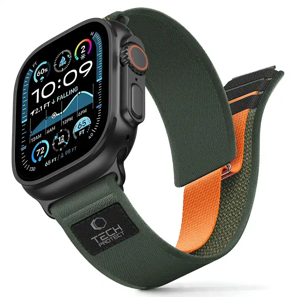 Φωτογραφία προϊόντος: Tech-Protect Tech‑Protect Λουράκι Nylon Elite Apple Watch 8 / 9 / 10 / 11 / SE / Ultra (44 / 45 / 46 / 49 mm) Green/Orange